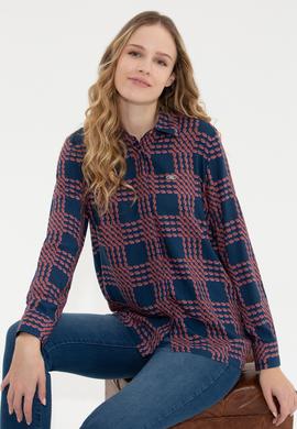 Kadın Lacivert Uzun Kollu Gömlek - 50253858010