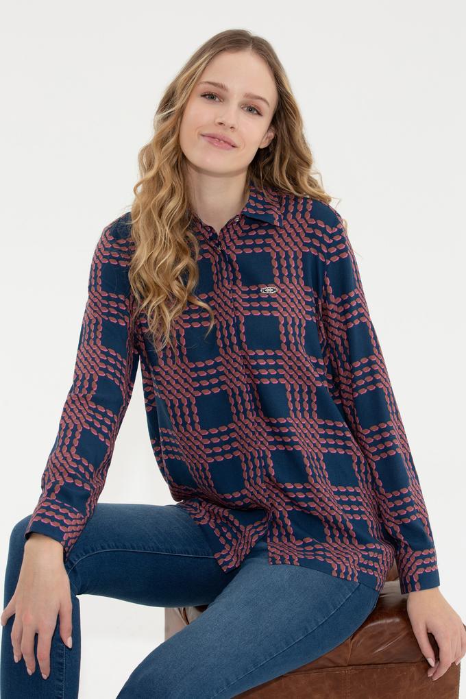 Kadın Lacivert Uzun Kollu Gömlek