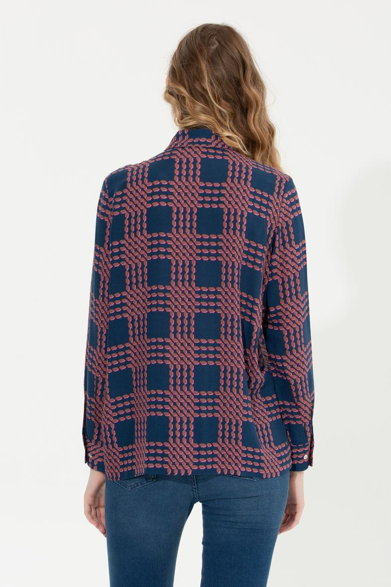 Kadın Lacivert Uzun Kollu Gömlek - 50253858010