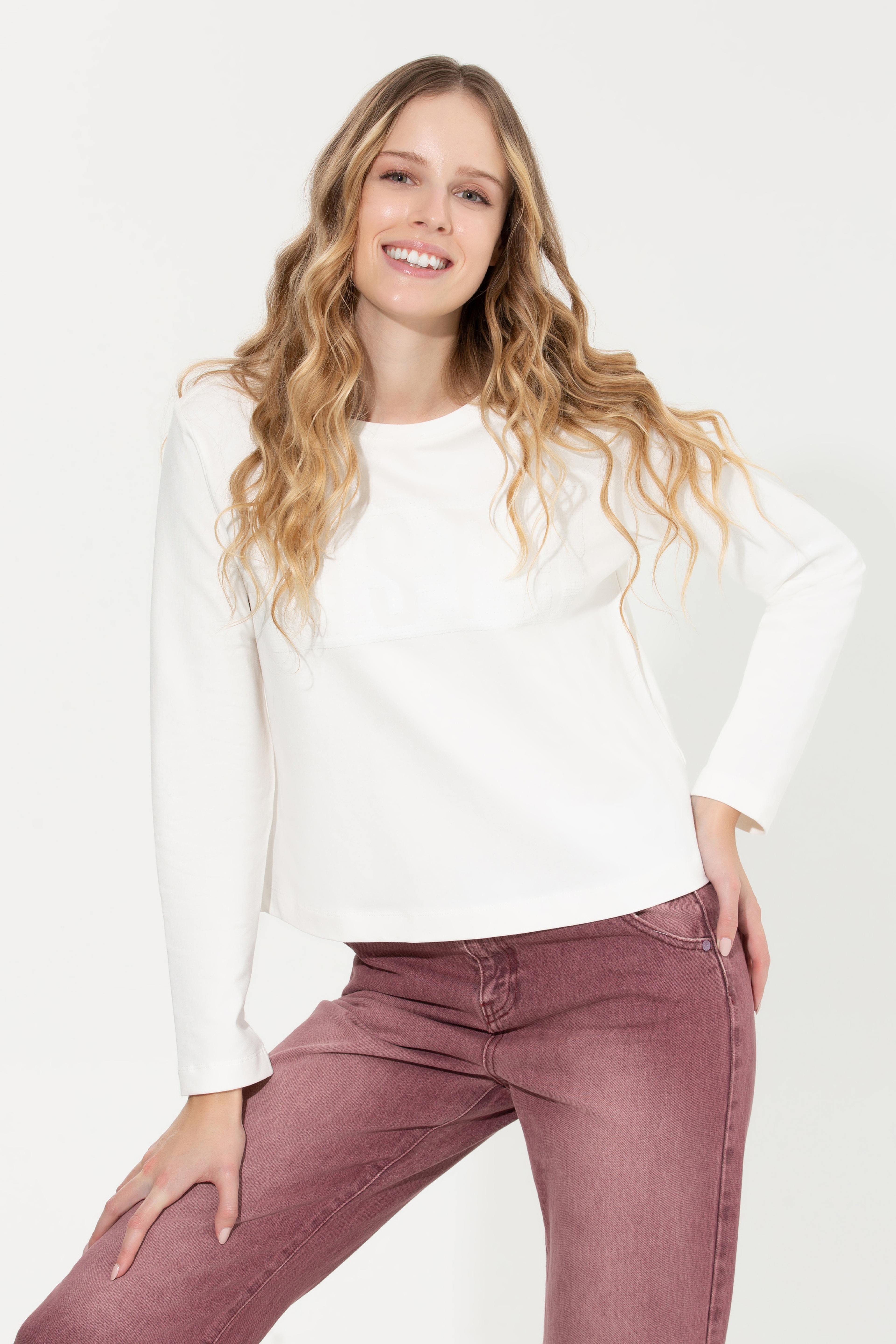 Kadın Ekru Sweatshirt - Image 1