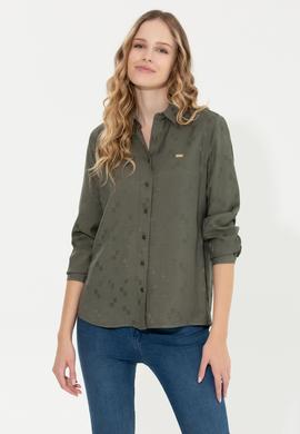 Kadın Haki Uzun Kollu Gömlek - 50253323021