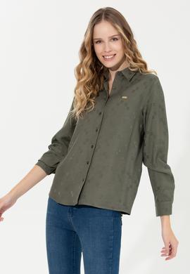Kadın Haki Uzun Kollu Gömlek - 50253323021