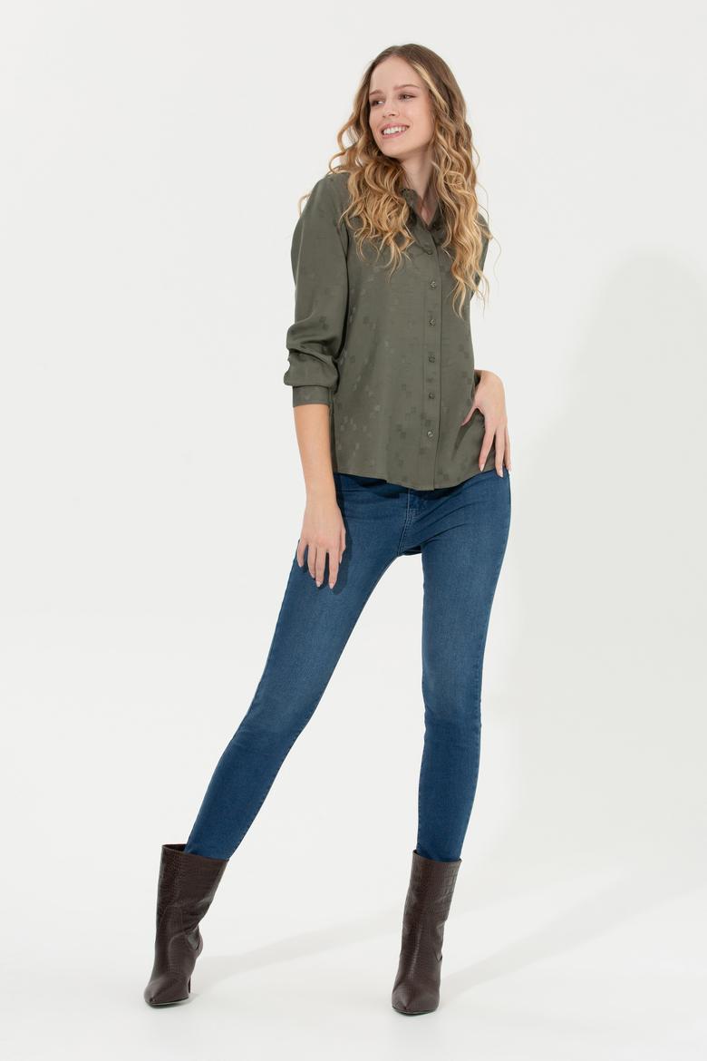 Kadın Haki Uzun Kollu Gömlek - 50253323021