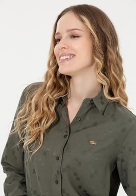 Kadın Haki Uzun Kollu Gömlek - 50253323021