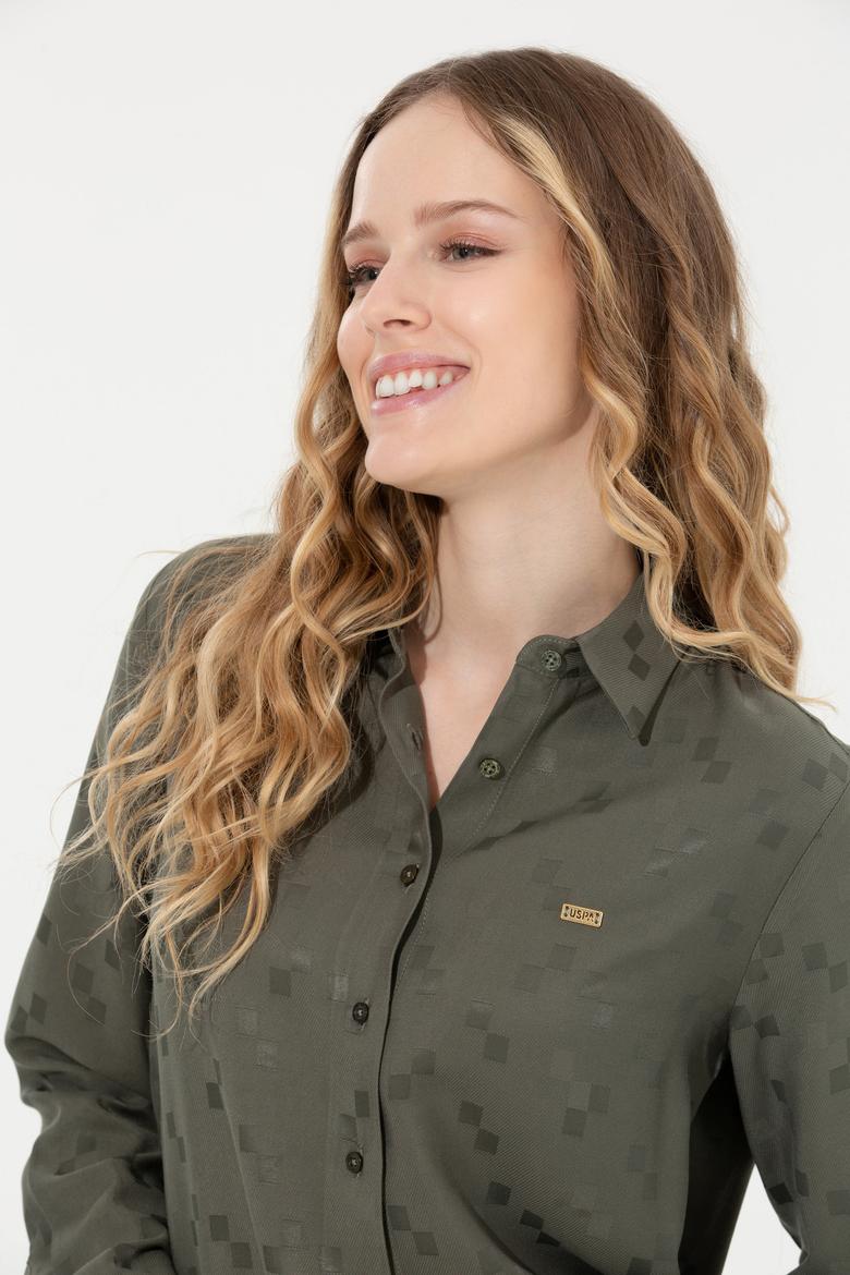 Kadın Haki Uzun Kollu Gömlek - 50253323021