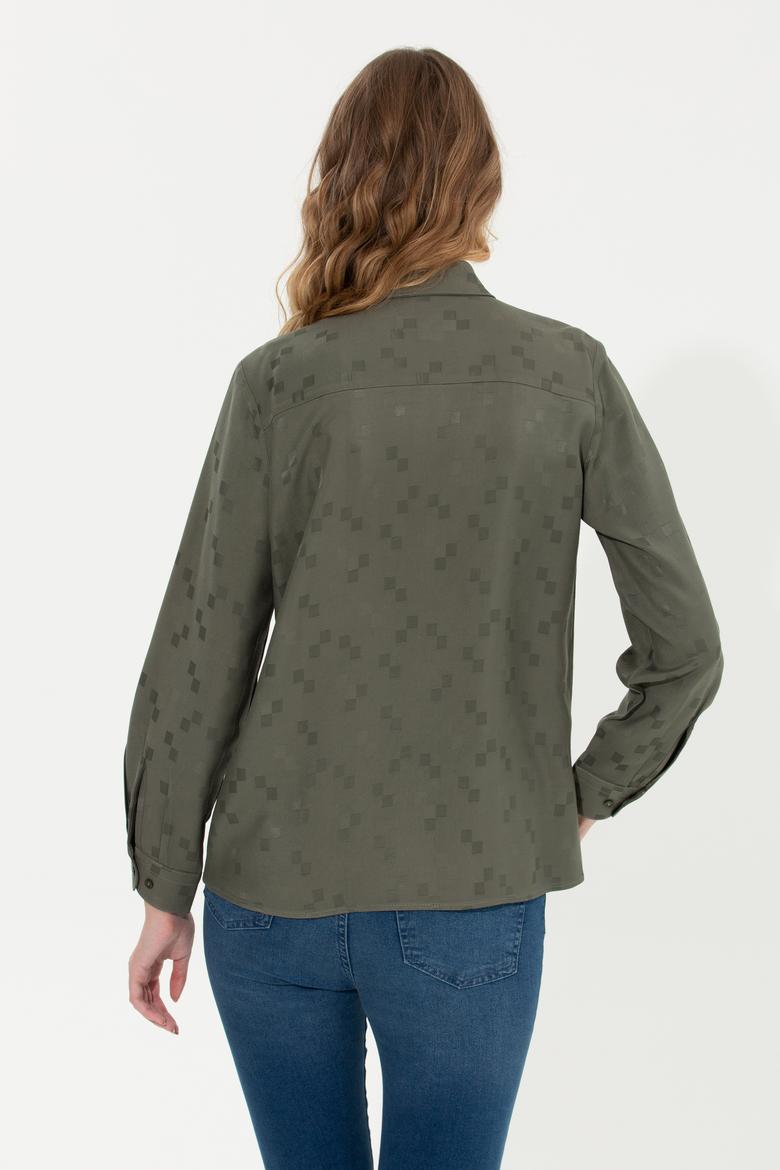 Kadın Haki Uzun Kollu Gömlek - 50253323021