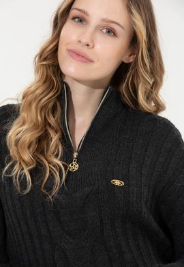 Kadın Antrasit Melanj Kazak - 50253674006