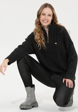 Kadın Antrasit Melanj Kazak - 50253674006