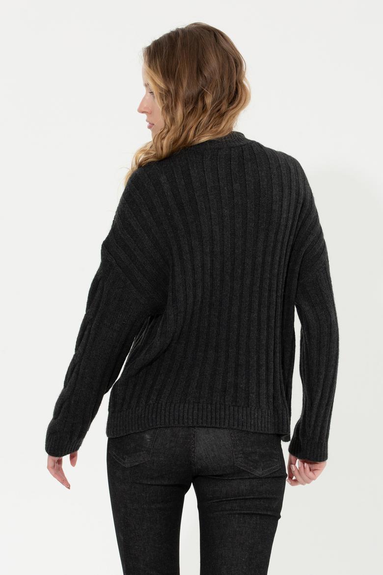 Kadın Antrasit Melanj Kazak - 50253674006