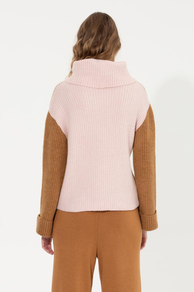 Kadın Taş Melanj Balıkçı Yaka Kazak - 50259105017