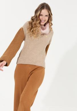 Kadın Taş Melanj Balıkçı Yaka Kazak - 50259105017