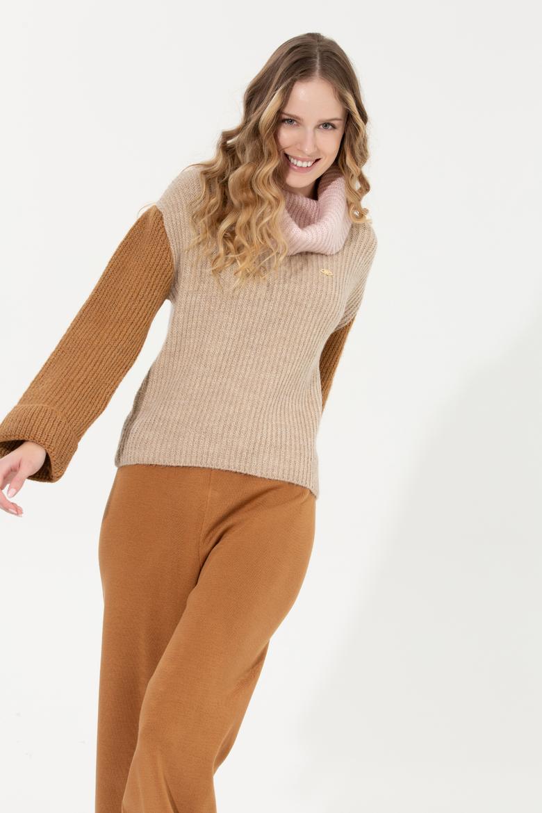 Kadın Taş Melanj Balıkçı Yaka Kazak - 50259105017