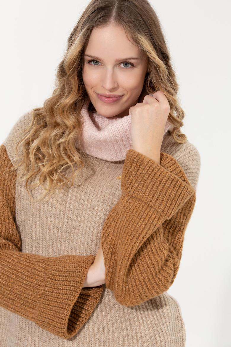 Kadın Taş Melanj Balıkçı Yaka Kazak - 50259105017