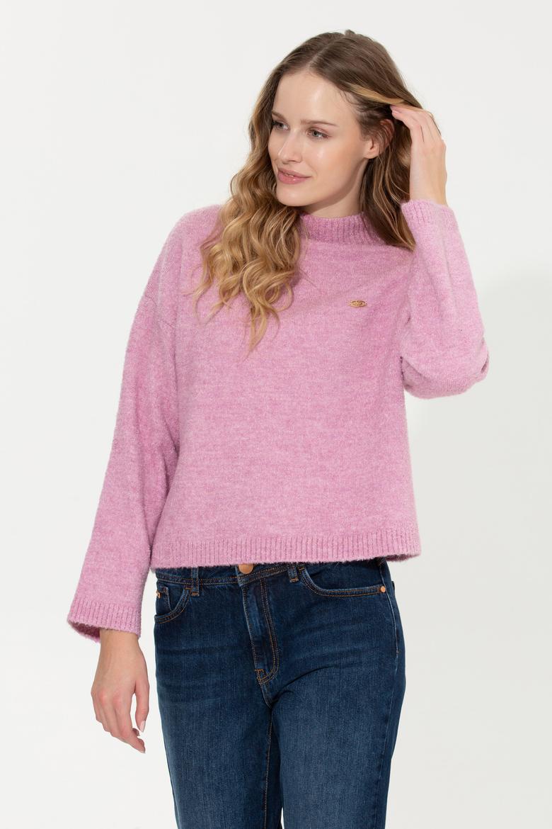 Kadın Manolya Balıkçı Yaka Kazak