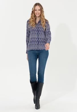 Kadın Mavi Uzun Kollu Gömlek - 50261133003