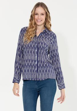 Kadın Mavi Uzun Kollu Gömlek - 50261133003