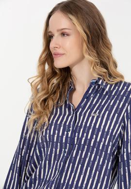 Kadın Mavi Uzun Kollu Gömlek - 50261133003