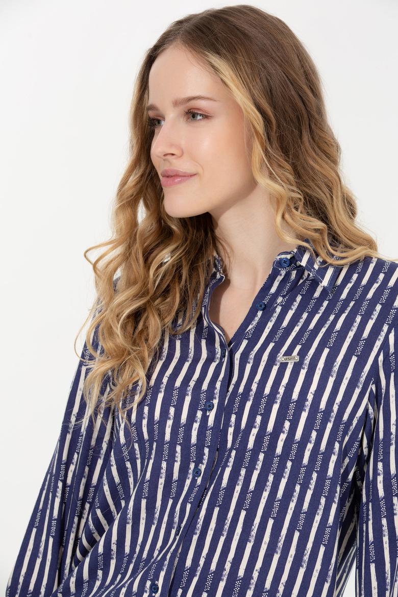 Kadın Mavi Uzun Kollu Gömlek - 50261133003