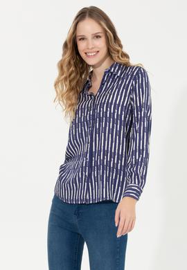 Kadın Mavi Uzun Kollu Gömlek - 50261133003