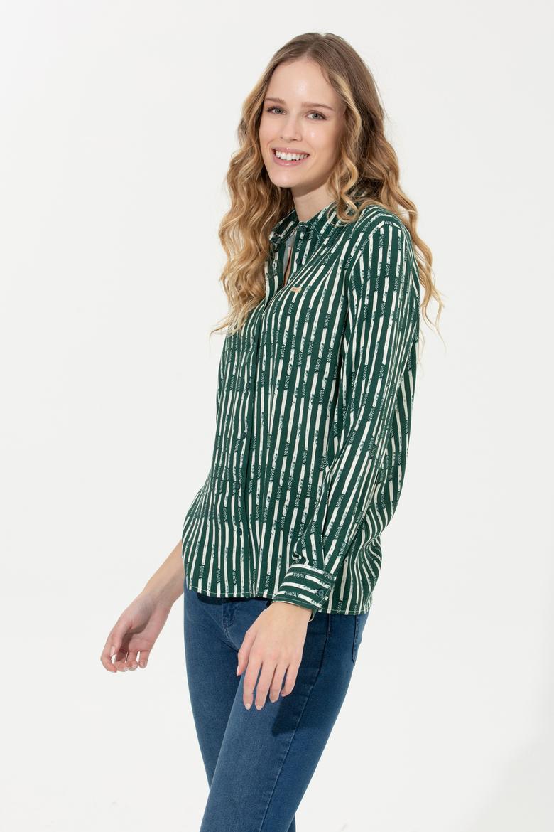 Kadın Yeşil Uzun Kollu Gömlek - 50261133026