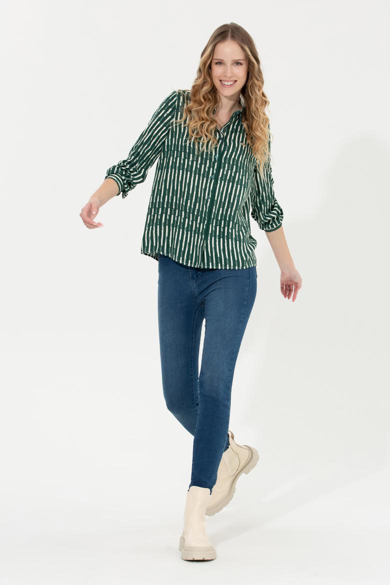 Kadın Yeşil Uzun Kollu Gömlek - 50261133026