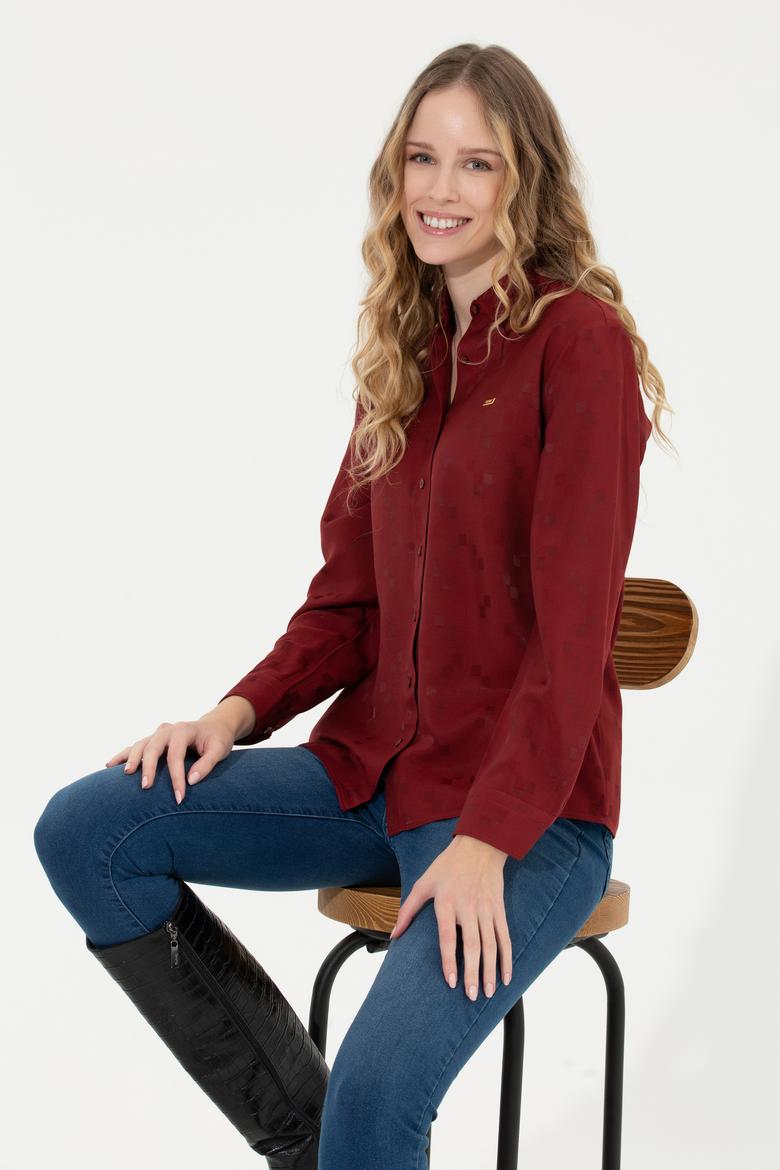 Kadın Vişne Uzun Kollu Gömlek - 50253323012