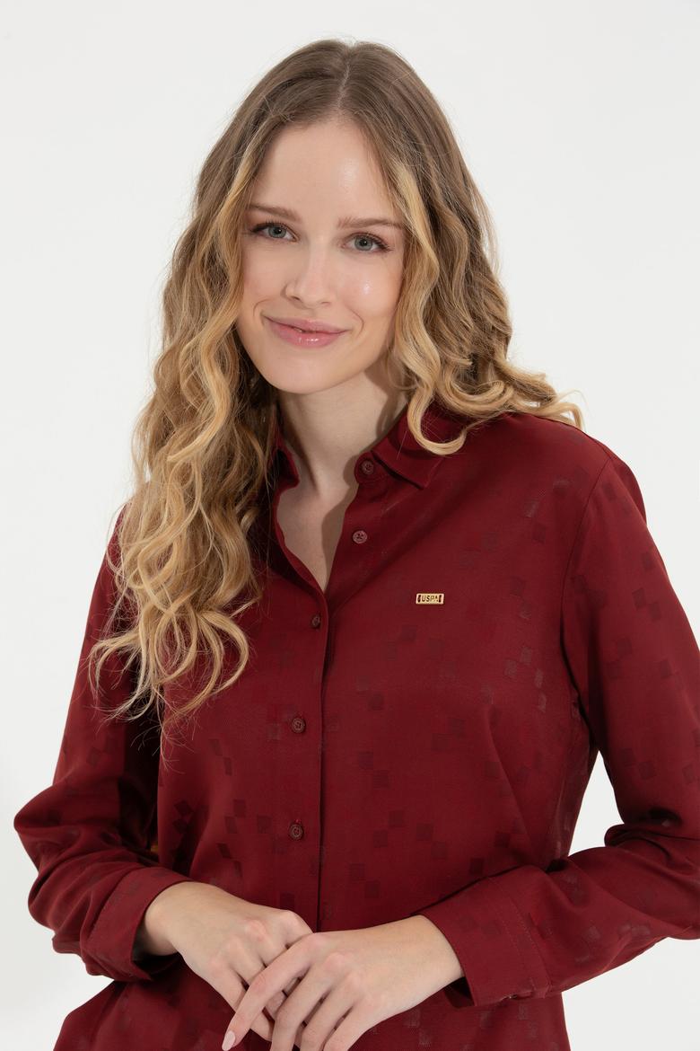 Kadın Vişne Uzun Kollu Gömlek - 50253323012