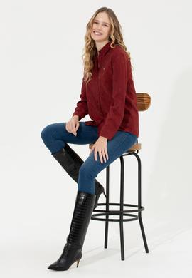 Kadın Vişne Uzun Kollu Gömlek - 50253323012