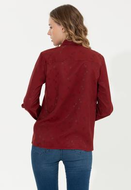 Kadın Vişne Uzun Kollu Gömlek - 50253323012