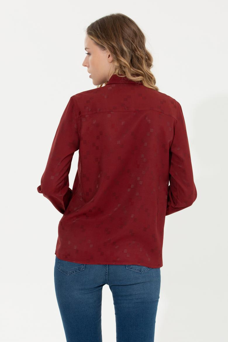 Kadın Vişne Uzun Kollu Gömlek - 50253323012