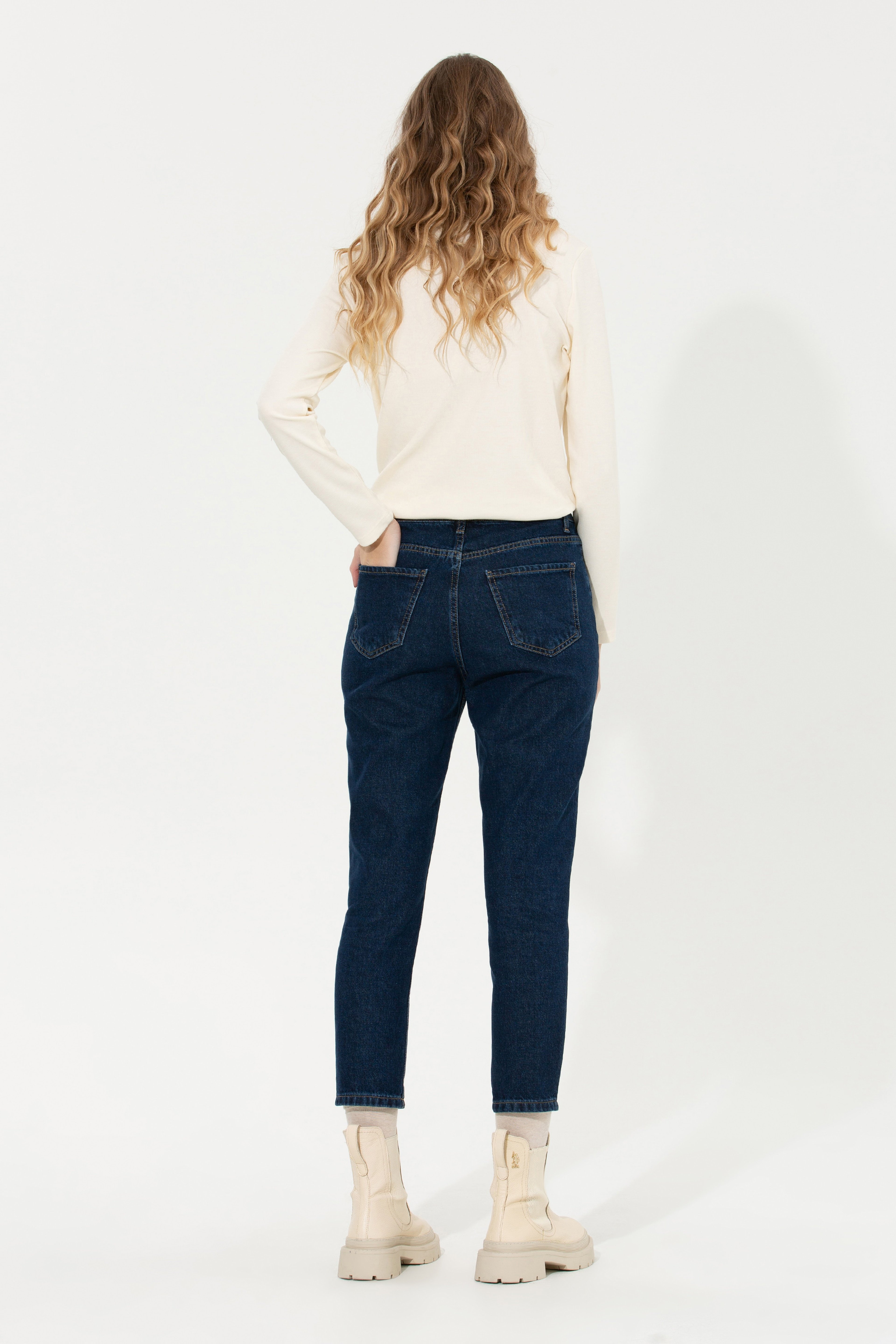 Kadın Mavi Jean Pantolon - Image 4