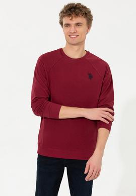 Erkek Vişne Bisiklet Yaka Basic Sweatshirt - 50257289040