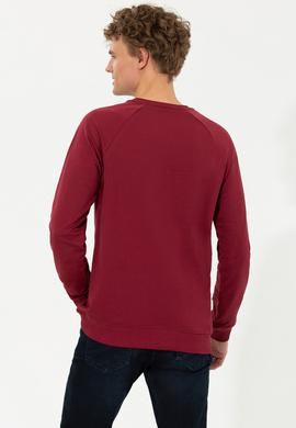 Erkek Vişne Bisiklet Yaka Basic Sweatshirt - 50257289040
