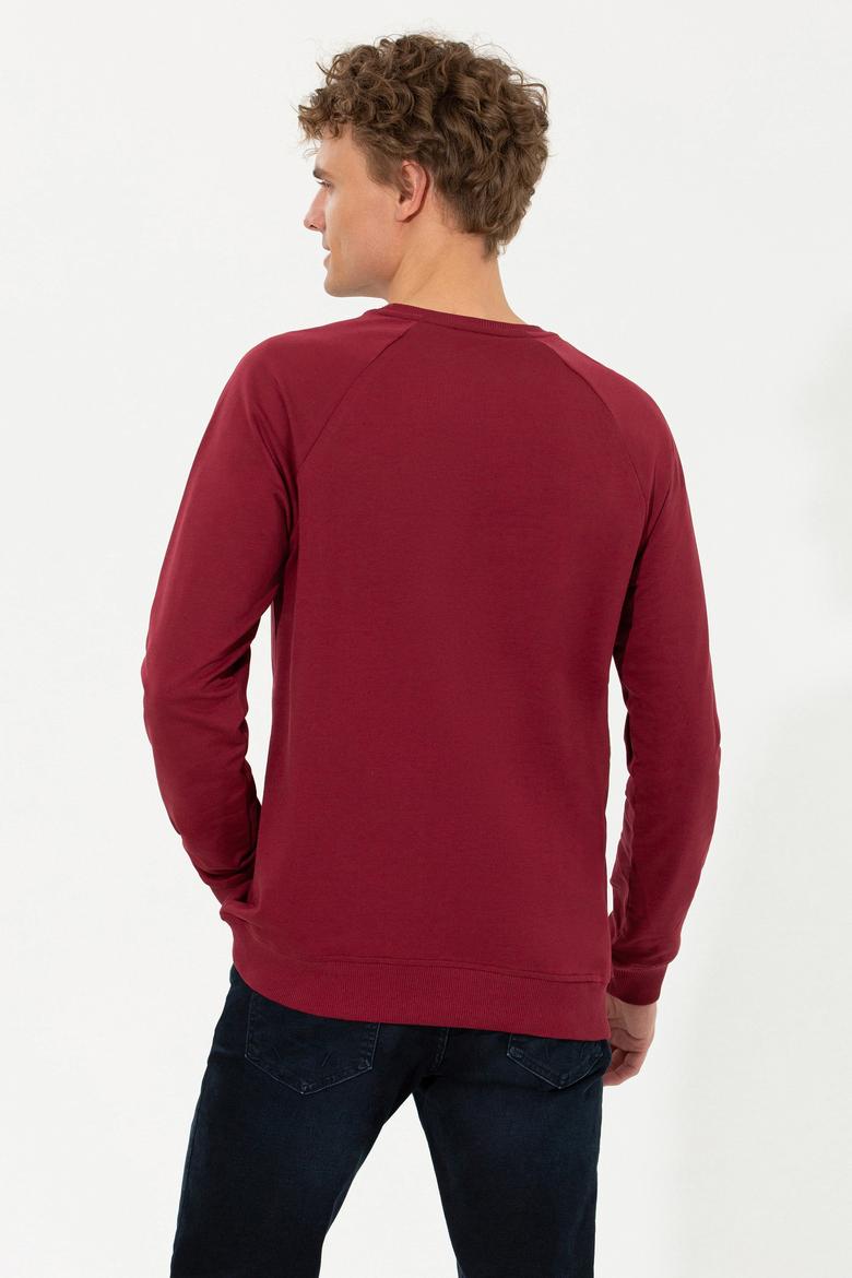 Erkek Vişne Bisiklet Yaka Basic Sweatshirt - 50257289040