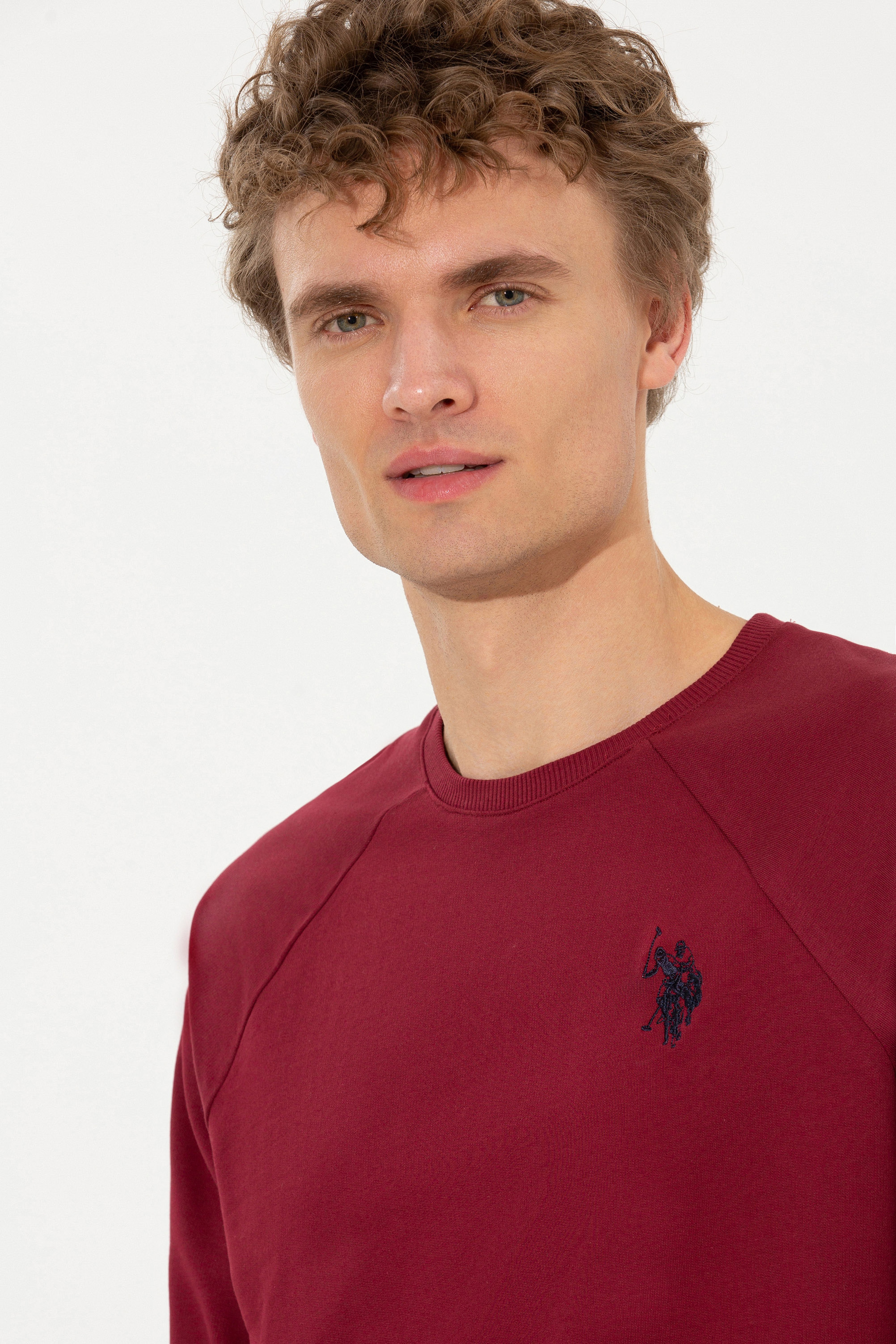 Erkek Vişne Bisiklet Yaka Basic Sweatshirt - Image 2