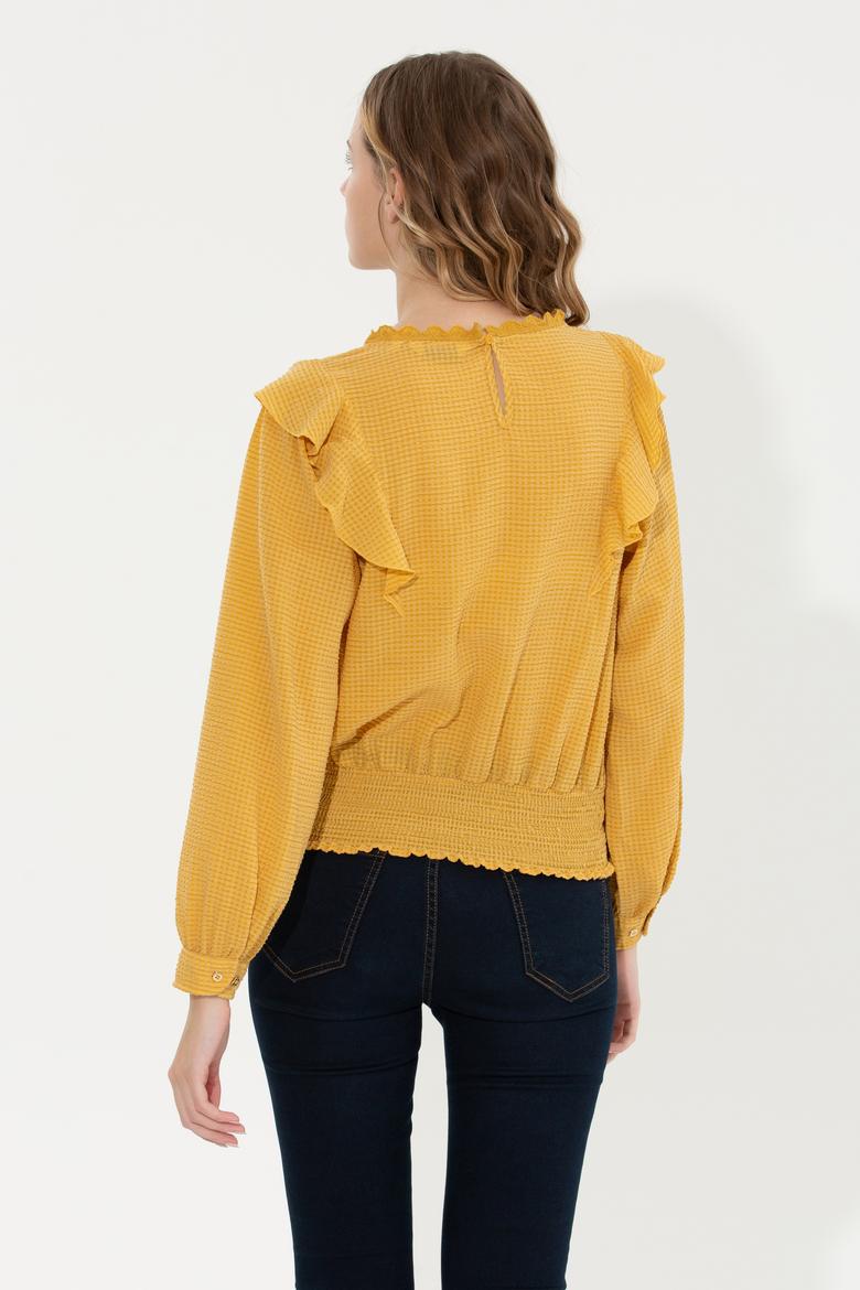 Kadın Safran Uzun Kollu Gömlek - 50254894012
