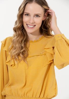 Kadın Safran Uzun Kollu Gömlek - 50254894012