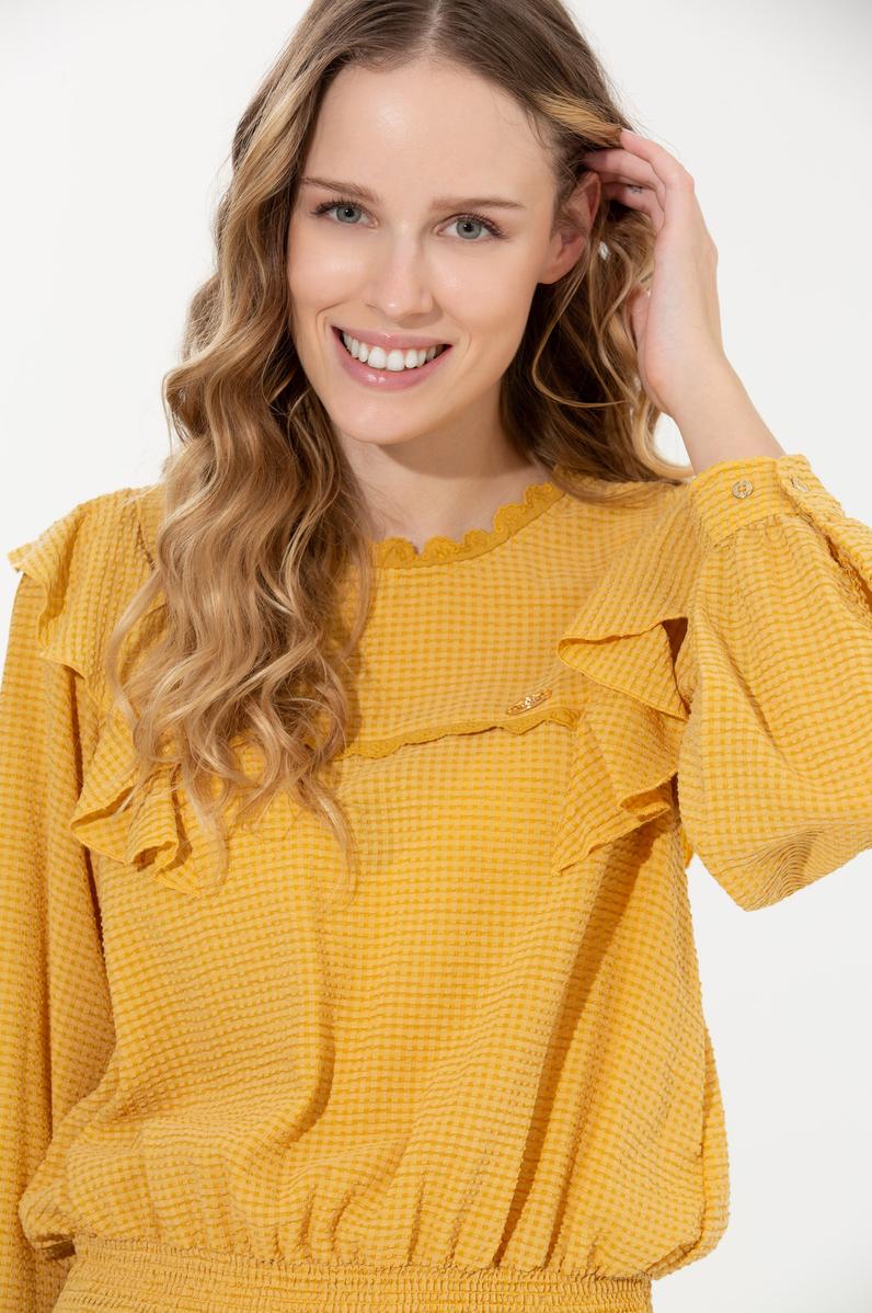 Kadın Safran Uzun Kollu Gömlek