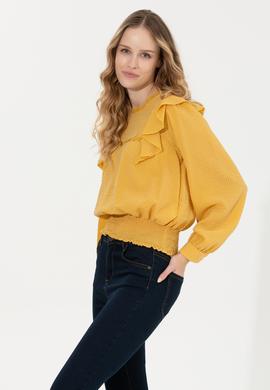 Kadın Safran Uzun Kollu Gömlek - 50254894012
