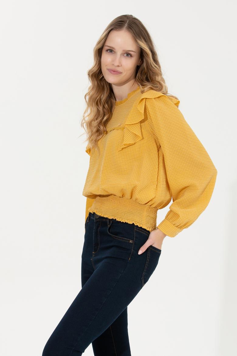 Kadın Safran Uzun Kollu Gömlek - 50254894012