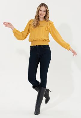 Kadın Safran Uzun Kollu Gömlek - 50254894012