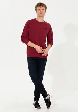 Erkek Vişne Bisiklet Yaka Basic Sweatshirt - 50257289040