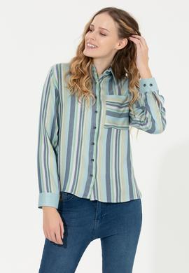 Kadın Lacivert Uzun Kollu Gömlek - 50255035004