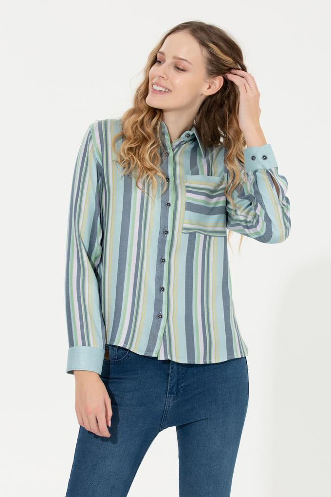 Kadın Lacivert Uzun Kollu Gömlek