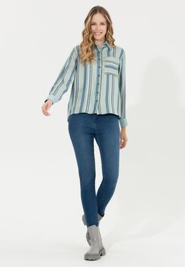 Kadın Lacivert Uzun Kollu Gömlek - 50255035004