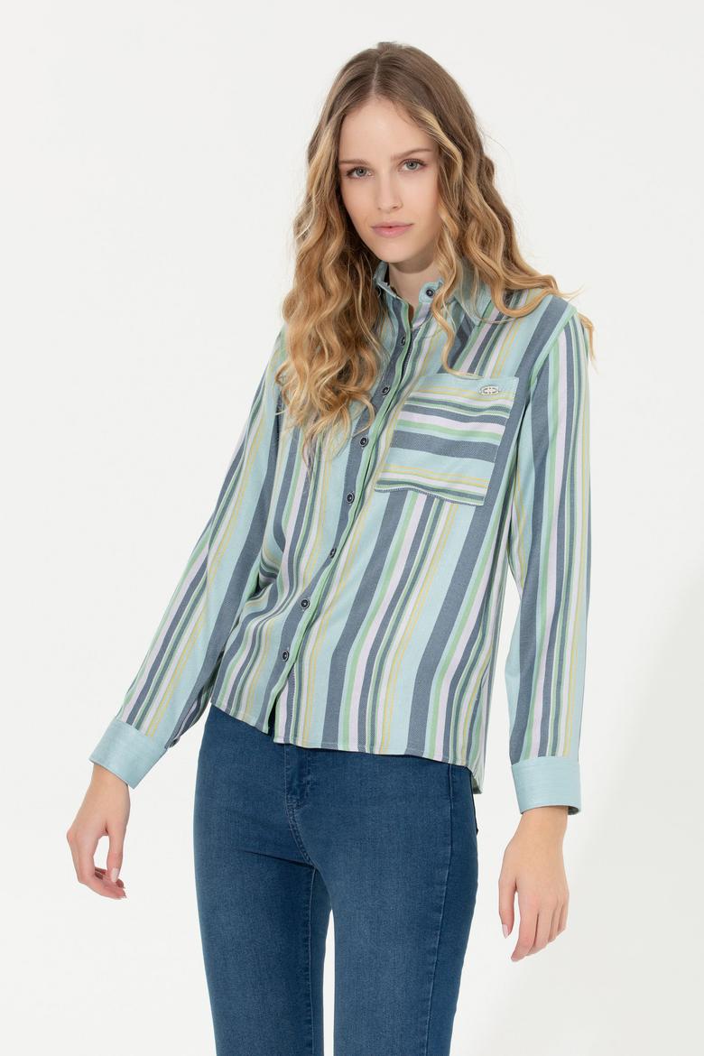 Kadın Lacivert Uzun Kollu Gömlek - 50255035004