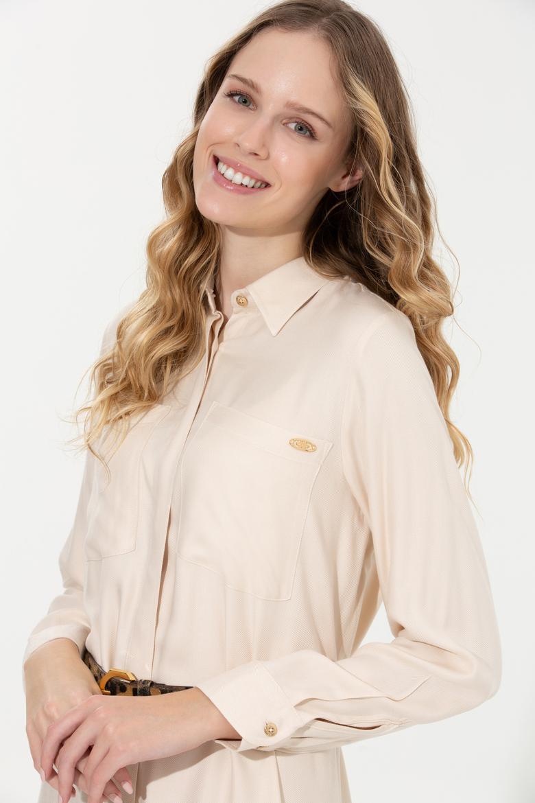 Kadın Krem Dokuma Elbise - 50256634023