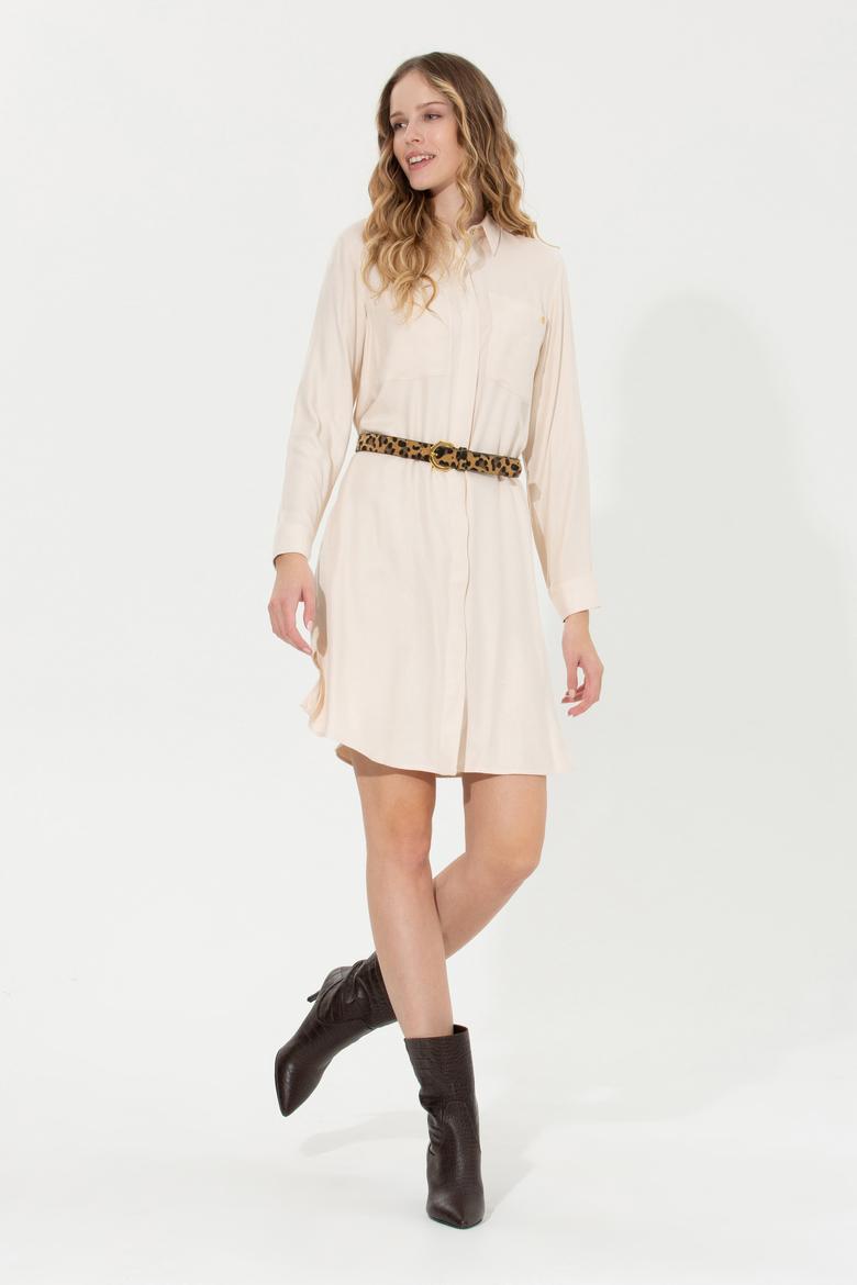 Kadın Krem Dokuma Elbise - 50256634023