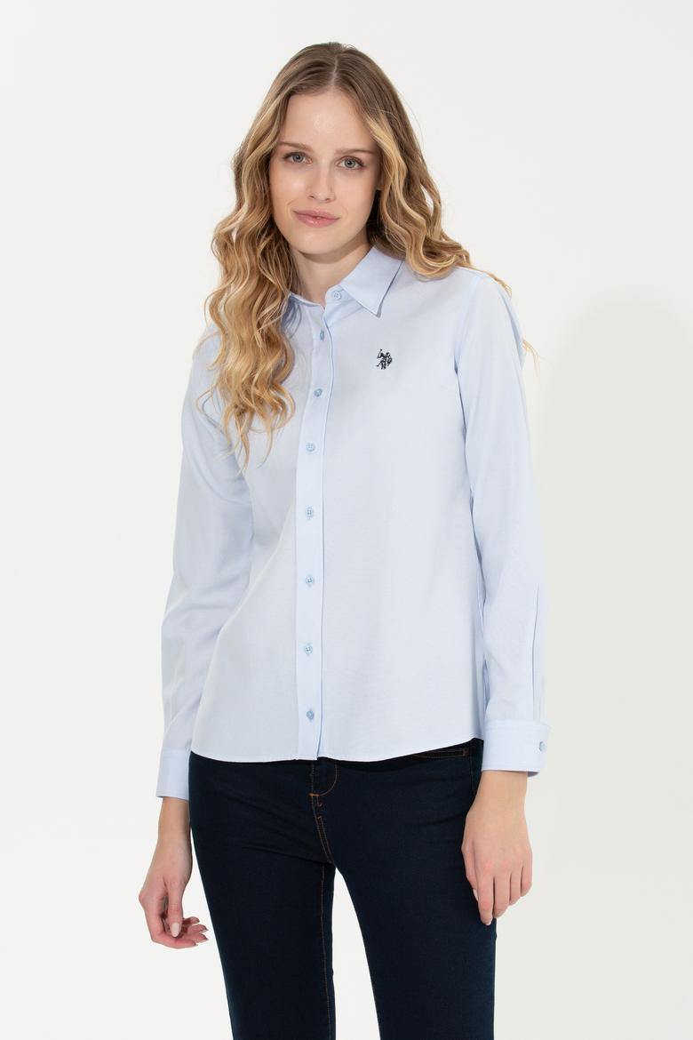 Kadın Açık Mavi Uzun Kollu Basic Gömlek - 50261431013