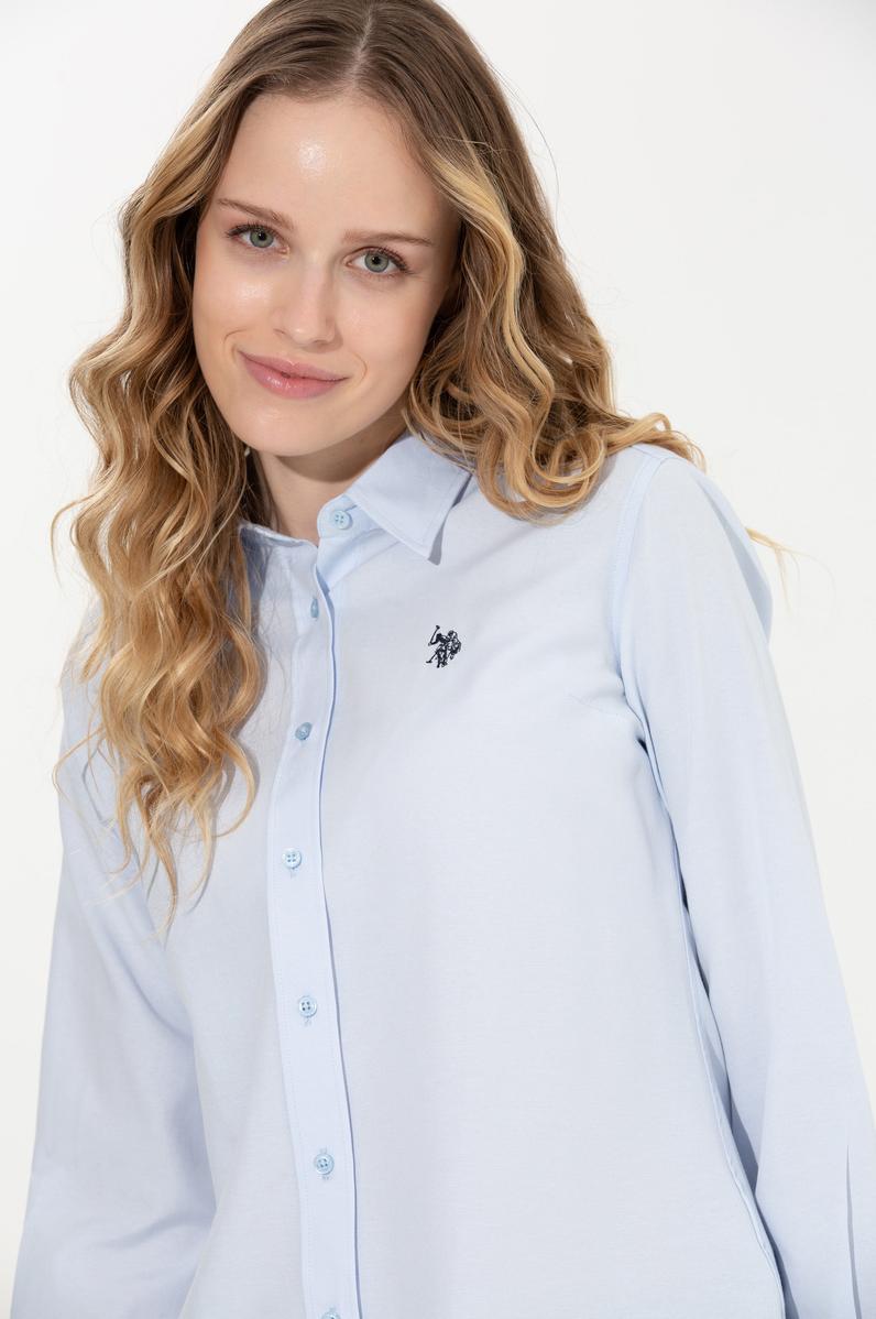 Kadın Açık Mavi Uzun Kollu Basic Gömlek